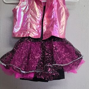Weissman Shiny Pink and Black Dance Costume